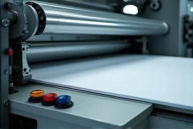 Modern printing press machine in operation